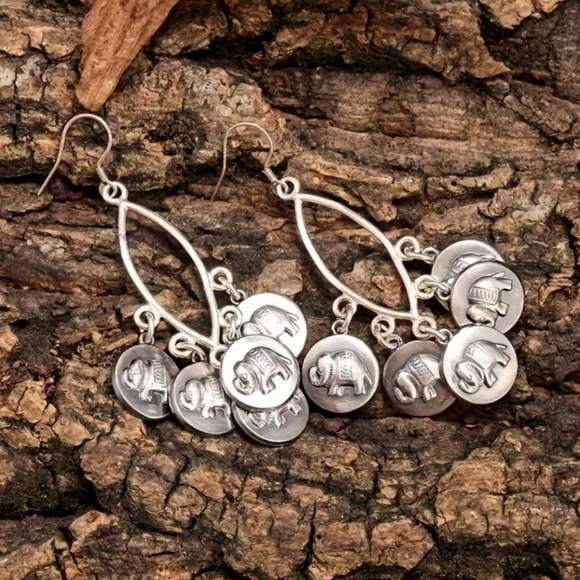 Boho Elephant Tassel Dangle Earrings - Picture 8 of 17